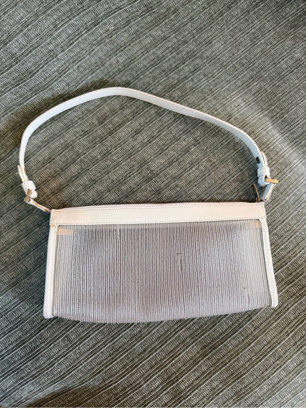 Salvatore Ferragamo White and Clear Shoulder Bag Pochette